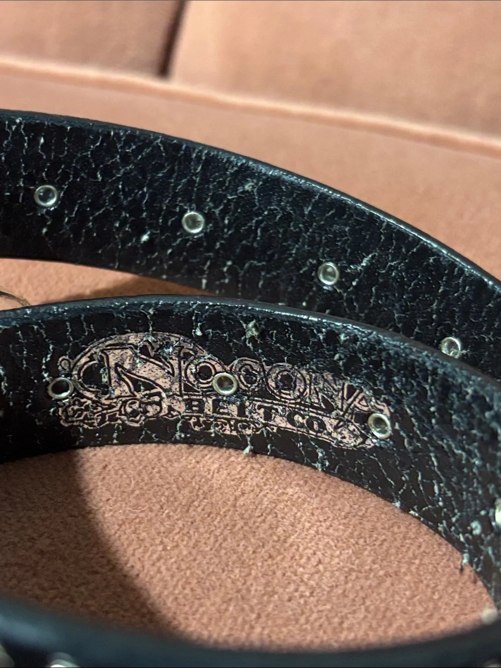 Vintage NOCONA belt Black Studded Leather Belt Silver Buckle rhinestone glamor